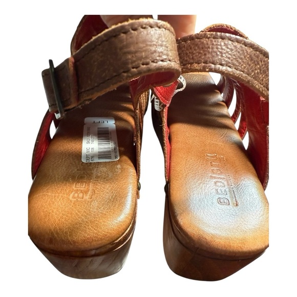 Bed Stu Fontella Distressed Almond Lux Leather Wooden Open Toe Strap Clog 10 - Picture 8 of 15